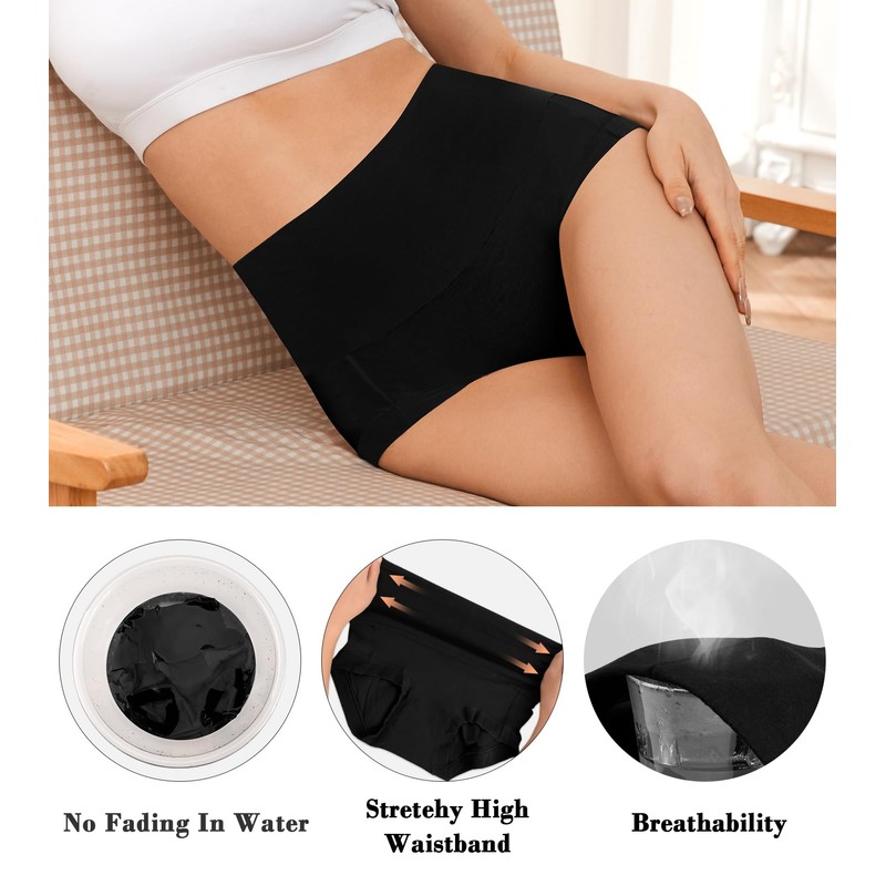 OLIKEME Cotton High Waisted Womens Underwear Soft Stretch Breathable Full