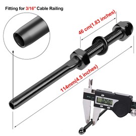 CKE 30 Black Cable Railing Swage Threaded Stud Tension End Fitting Terminal for 3/16" Deck Cable Railing Hardware, T316 Stainless Steel Black Cable Railing Kit for 2x2 Wood/Metal Post BCR06