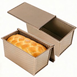 Hikaproligt 2-Pack 8x4 Pullman Loaf Pan with Lid, Nonstick, 1LB