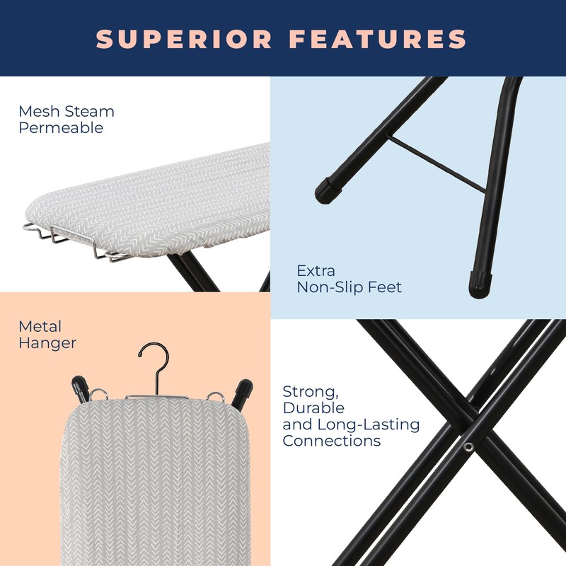 Ironing Board with Iron Rest, Iron Board with 3 Layers
