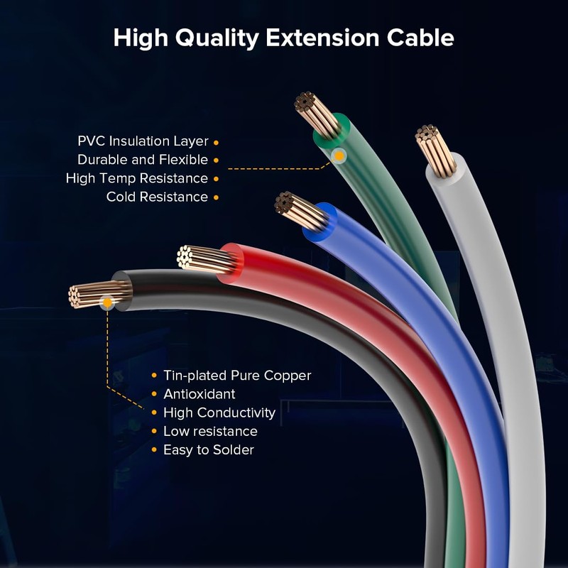 FCOB 22Gauge 5 Pin RGBW Flexible Extension Electrical Wire 32.8FT/10m,