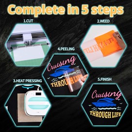 HTVRONT Neon Heat Transfer Vinyl Bundle - 8 Rolls 12in * 3ft Neon Iron on Vinyl for T-Shirts, Green Neon HTV Easy to Cut & Weed Orange Neon HTV Vinyl Compatible with Cricut or Silhoutte Cameo