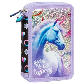 Ragusa-Trade Girls Children Horse Boys Girls Various 2-Compartment or 3-Compartment Pencil Case Pencil Case Filled, Horse 3, playful