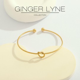 Infinity Love Tie the Knot Bracelet for Women by Ginger Lyne | Bangle Gold Stainless Steel Adjustable Open Stretch Fits Medium to Large Size Wrist Friendship Bridesmaids Gifts or Couples Bracelets