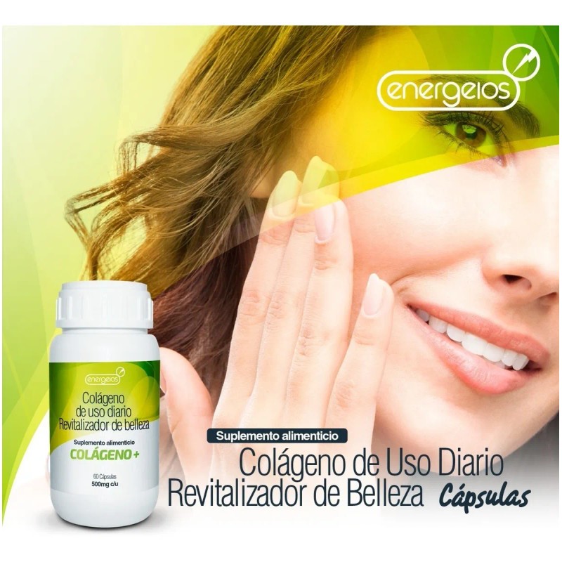 Cápsulas Cólageno Hidrolizado Suplemento 60 Caps Uso Diario Sin Sabor