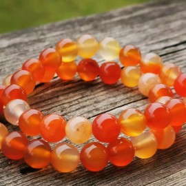 Unbranded Natural Carnelian 8mm Round Beads Healing Anxiety Relief Gemstone Bracelet Gift