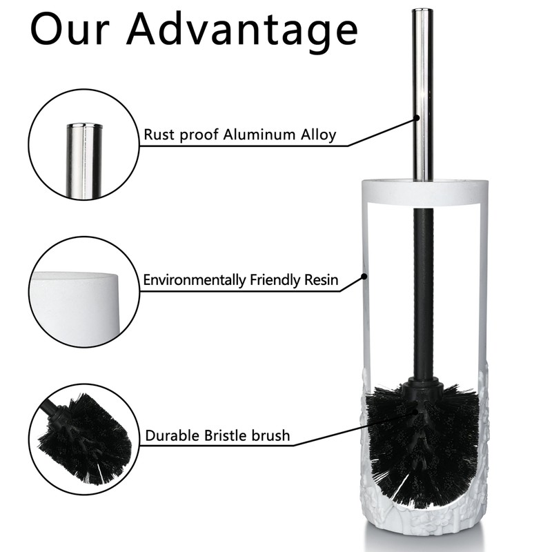 Indecor Home Marble Cherry Blossom Design Toilet Brush and Holder