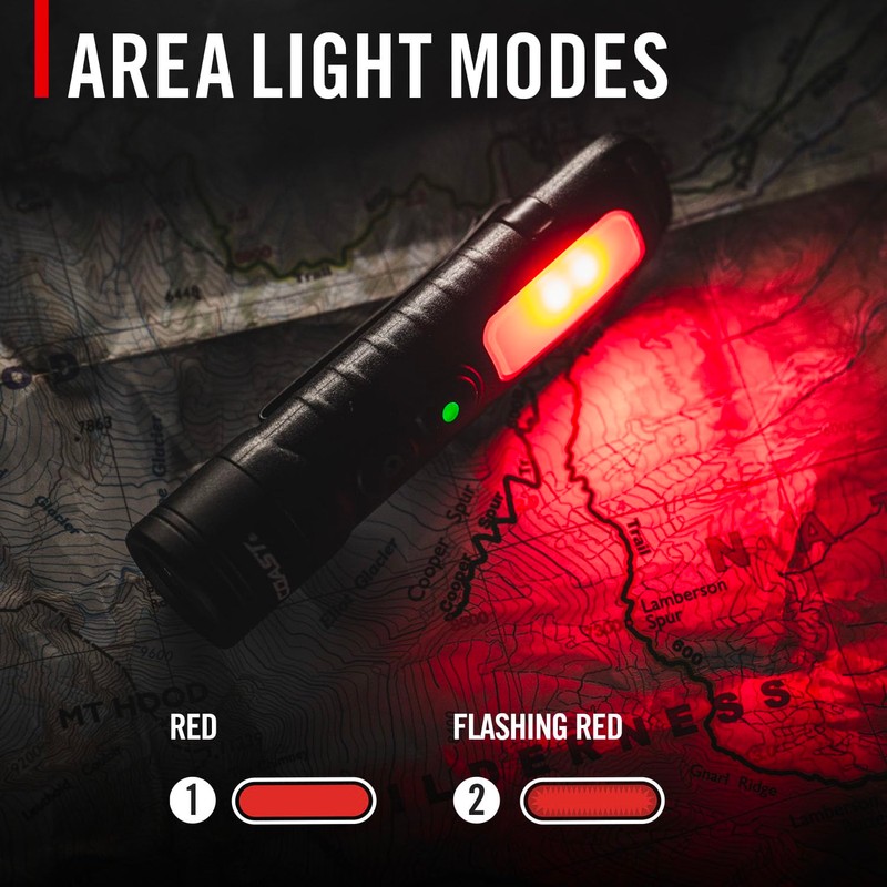 Coast KL35R 600 Lumen Rechargeable LED Pocket Flashlight with RED