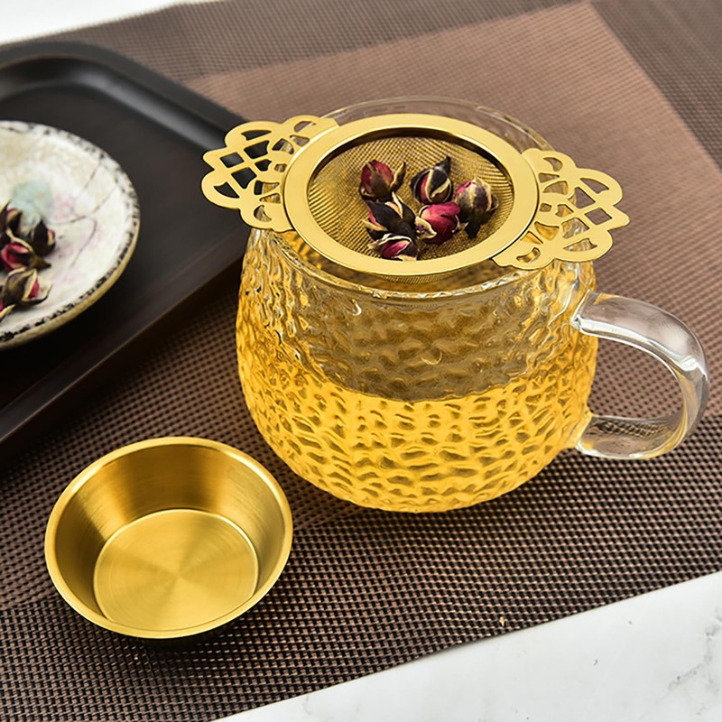 Juliyeh 2 Pack Filter Tea Mesh with Drip Bowls Tea