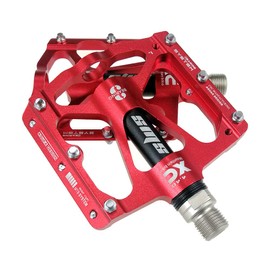 FrontStep High Quality Aluminium Alloy Non-Slip Pedals Lightweight MTB/Mountain Bike/Road Bike/City Bike/Cycling Pedal/BMX with Cr-Mo Steel Spindle Bicycle Pedals (Red)