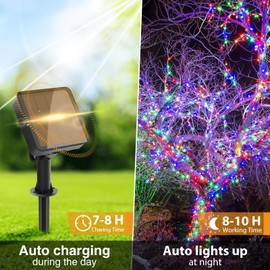 kolpop Solar Fairy Lights Outdoor Waterproof, 3 Pack Total 96FT 240LED Solar Powered String Light, 8 Modes Copper Wire Solar Twinkle Lighting for Tree Garden Yard Outside Christmas(Multicolor)