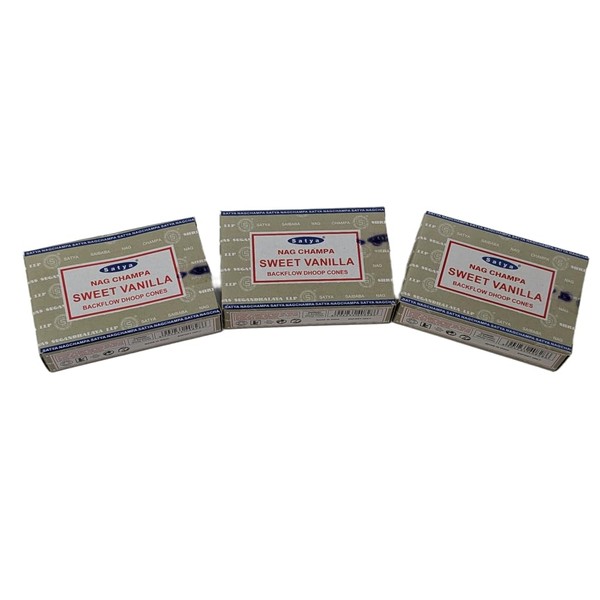 Satya Nag Champa Incense Backflow, 12 Cones x 3 Packs,