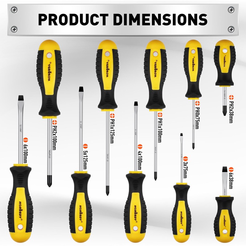HORUSDY 11-piece Magnetic Screwdriver Set with Case, 5 Phillips &