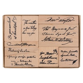 URROMA Wooden Stamp Set 8 Pieces Vintage Artistic Font Seal Wooden Rubber Art Stamps for DIY Scrapbooking Card Invitations