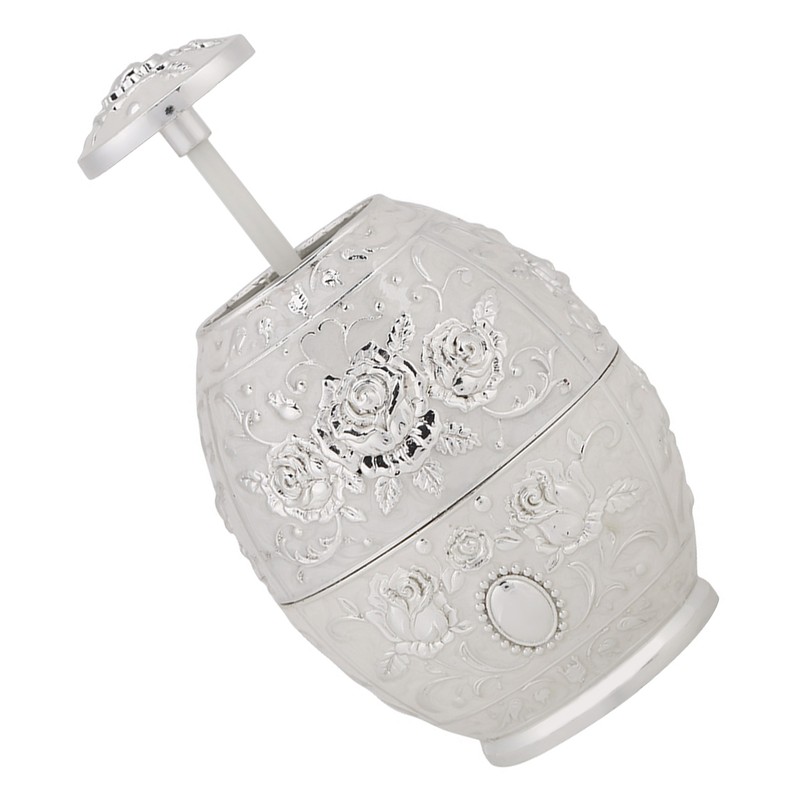 Metal Zinc Alloy Toothpick Holder Flower Pattern Hand Press Toothpick