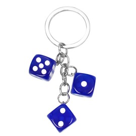 Dice Keychain Colorful Resin Dice Cube Key Chain for Women Bag Purse Wallet Car Keyring Jewelry-blue