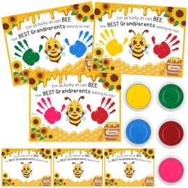 50Pcs Grandparents Day Handprint Kit with Greeting Cards Grandparents Day Handprint Art Craft DIY Kit, with 5 Pcs Large Ink Pads Grandparents Day Fun Activities DIY Grand-parents Day Gift Craft