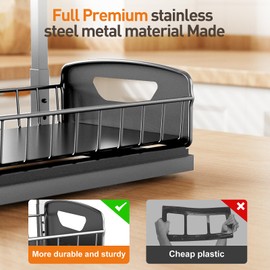 Under Sink Organizer 2 Pack,Metal Pull Out Cabinet Organizer Shelf,Kitchen Bathroom Organizers and Storage with Sliding Drawer,Storage Shelves,Storage and organization for Home,Laundry,RV,Pantry,Spice