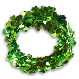 St. Patrick's Day Shamrock Tinsel Wire Garland - 25 Feet Long (Green Shamrocks)