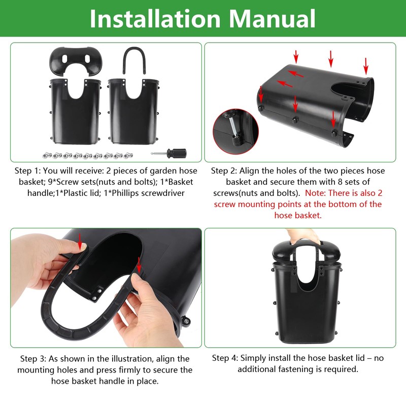 MUIEGUDO Courtyard Hose boxes, garden hoses Box。Black