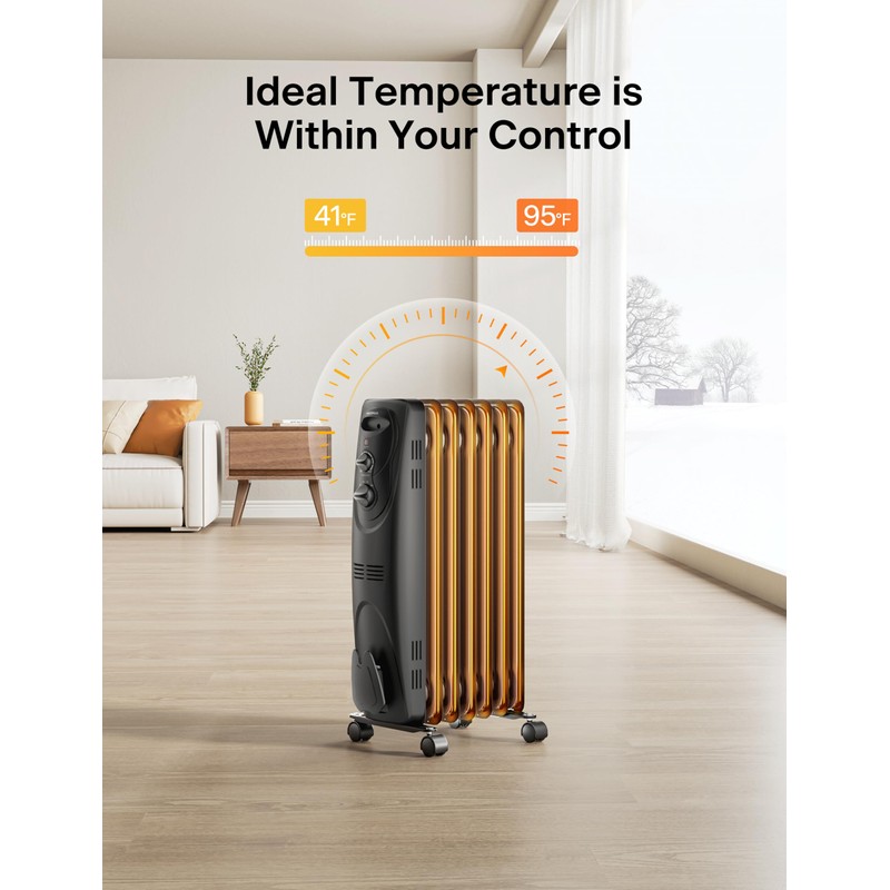 PELONIS Radiator Heater for Large Space, Electric Oil Filled Radiator,