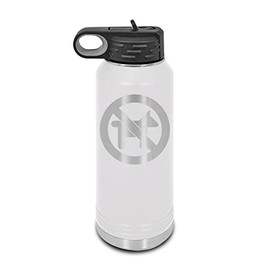 No Dogs Laser Engraved Water Bottle Customizable Polar Camel Stainless Steel with Straw - no pets dog White 32 oz