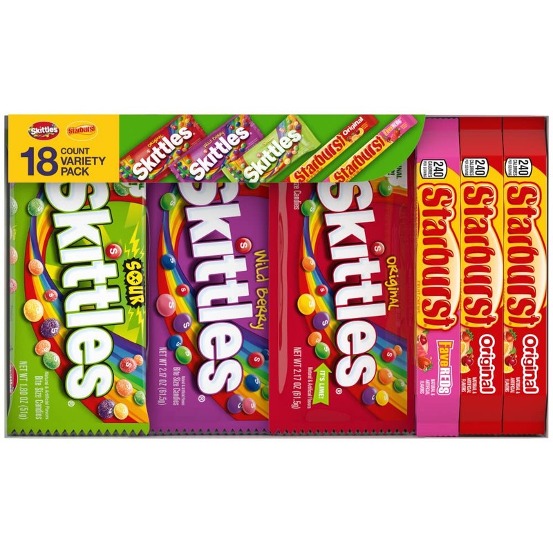SKITTLES & STARBURST Assorted Candy Variety Pack for Holidays, Gifts,