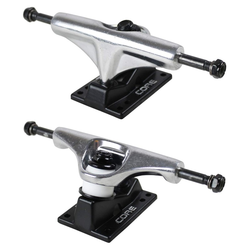 Core Skateboard Trucks 4.75 (7.375") Silver/Black Base, Premium Bushings