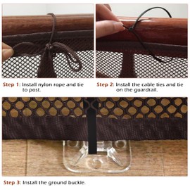 6 Metre Children's Safety Net, Balcony Railing, Stair Safety Net, Sturdy Fence Net, Children, Pets, Toy Patio Protection Net, with Nylon Rope, Drawstring, Floor Buckle, 6 x 0.9 m, Brown