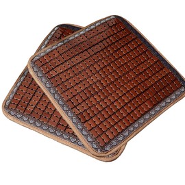 Ecloud Shop Bamboo Cool Seat Cushion Mat Set, Square Chair Cushions and Back Seat Mat, Natural Refreshing, Breathable Cooling Mat for Summer (2 Pieces Square Bamboo Mat, 45 x 45 cm)