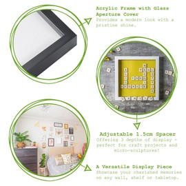 Nicola Spring 10" x 10" Black 3D Box Photo Frame - 6" x 6" Mount - White
