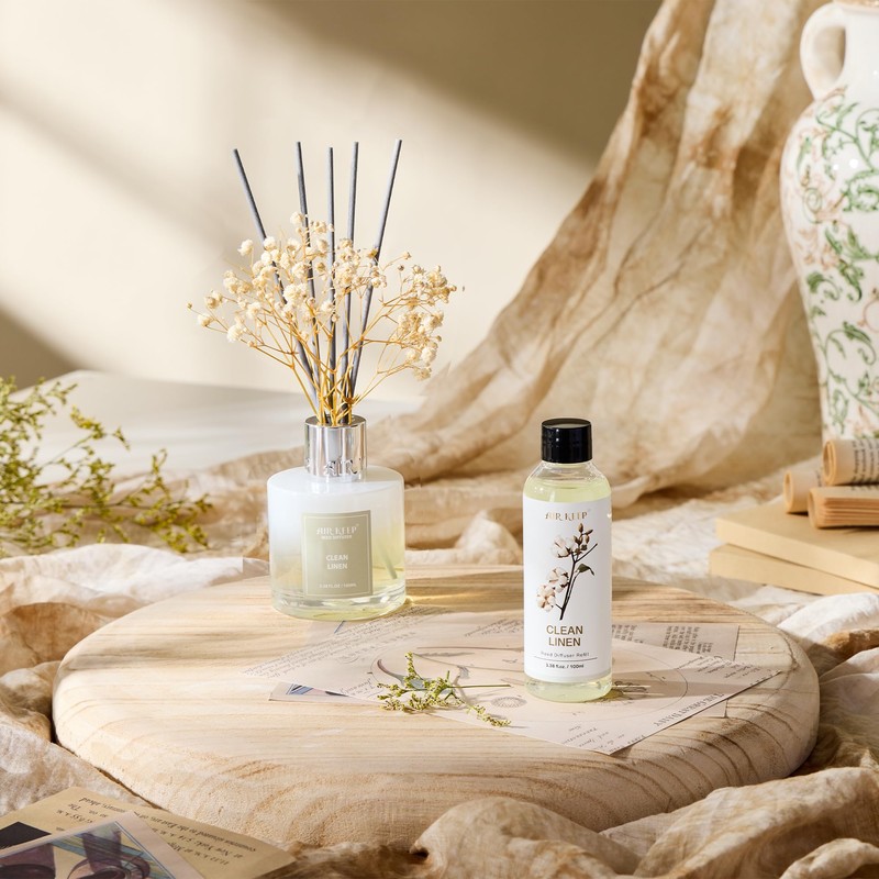 Airkeep Reed Diffuser Oil Refill/Clean Linen/3.38oz（100ml/1 Pack/Scented Oil Refill for