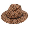 Womens Leopard Printed Wide Brim Fedora Hat Classic Panama Hat
