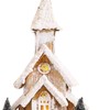 kokiya Christmas Wooden Lighted Snow Church Miniature Tabletop Decoration Xmas
