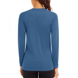 TACVASEN Womens Long Sleeve Yoga Top UV Clothing Long Sleeve Base Layer Outdoor Long Sleeve Running Hiking Shirts Rash Vest Blue Grey