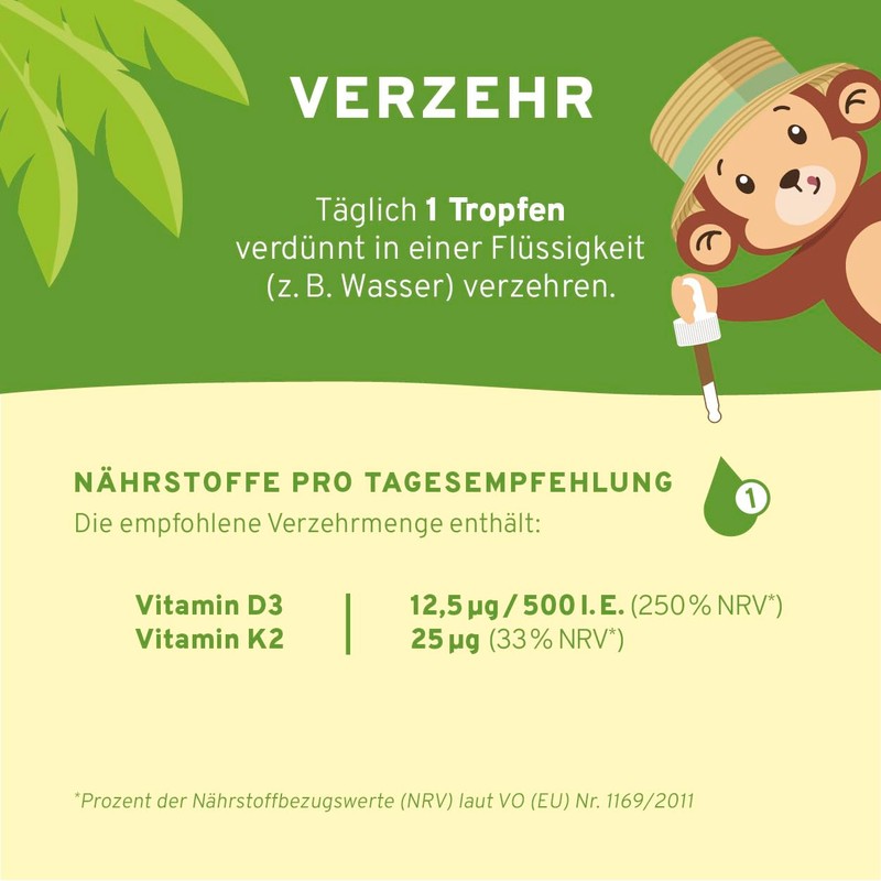 InnoNature Vitamin D3+K2 Kids Drops, Orange, with Vitamin D for