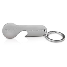 Eaxus® Stainless Steel Shopping Trolley Token with Key Ring, Silver