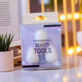 Makeup Sponge Set - Various Designs & Colours - Mini Blender - Perfect for Foundation & Concealer (Set of 3 - Cream White Design D)
