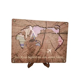 Money Gift Wooden Farewell Gift Original Money Gifts for Birthday I Graduation Gift Money Packaging I Thank You Gifts Wedding and Party (World Map)