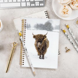 MOFUYU Bible Notebook,Highland Cow Spiral Journal, Nature Animal Spiral Journal for Women, Highland Cow Gifts, College Ruled Hardcover Spiral Notebook Journal for Work Notes Journaling 5.5x8.3