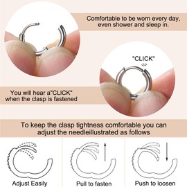 BLPRKOT 5 Pairs Silver Hoop Earrings for Men Women Lightweight Cartilage Hypoallergenic 8-14mm Stainless Steel Small (8/10/12/14/16mm), Metal