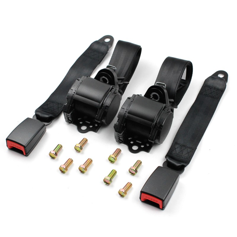 MGT 2x Retractable 3 Point Safety Seat Belt Straps Car