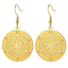 TEAMER Hekate Wheel Dangle Earrings Hecate's Wheel Earrings Stainless Steel Wicca Wheel of Hekate Goddess Amulet Jewelry for Women, 35*38mm, Stainless Steel, No Gemstone