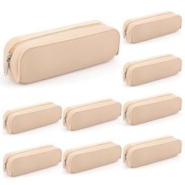 Feifeiya 8 Pcs Silicone Pencil Case Pen Pouch Bags Aesthetic Back to School Stationery Travel Toiletry Makeup Coin Organizer Waterproof Soft Zipper First Day of School Office (White)