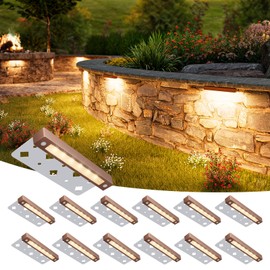 VOLISUN 12 Pack 7 Inch Retaining Wall Lights, Waterproof LED Hardscape Lighting, Cuttable Low Voltage Landscape Lighting, 12V Paver Lights, 3W Outdoor Step Lights, 2700K Soft White, ETL