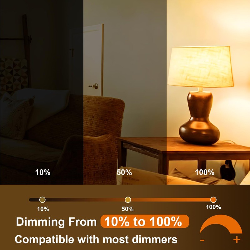 Vinaco A19 Dimmable LED Bulb 2700K Warm White, 4 PCS