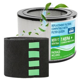Breathe Naturally Replacement Filters Compatible with Filter Queen Defender 4000 Series Air Purifier - HEPA Filter - Carbon Activated Prefilters - 11.25"x8" (1 HEPA Filter + 3 Carbon Prefilters)