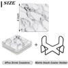 BaHomeck Drink Coasters Set of 4 White Marble Square Water