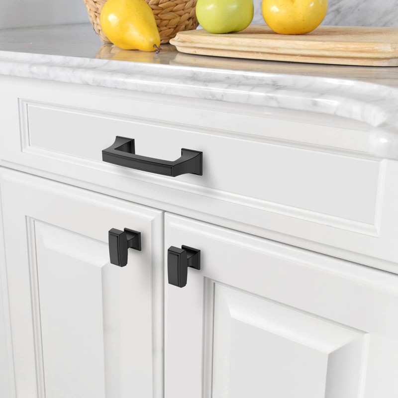 Amerdeco 10 Pack Matte Black Cabinet Hardware 3Inch(76mm) Hole Center