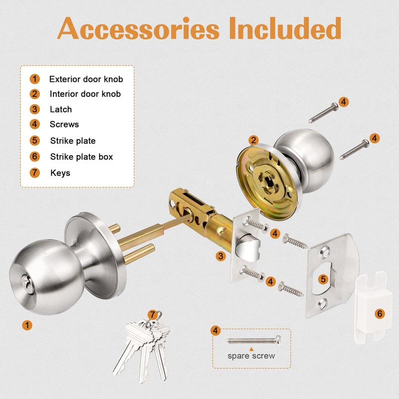Probrico (4 Pack Keyed Alike Entry Door Knobs Combo Pack,